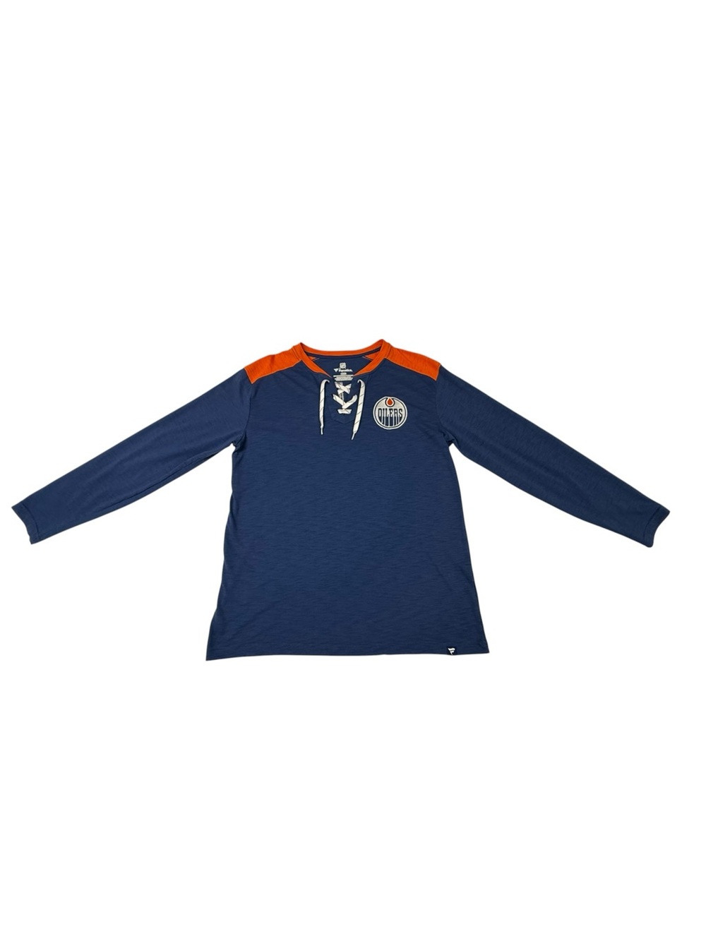 Fanatics Edmonton Oilers Men's Long-Sleeve Lace-Up T-Shirt - Size Large